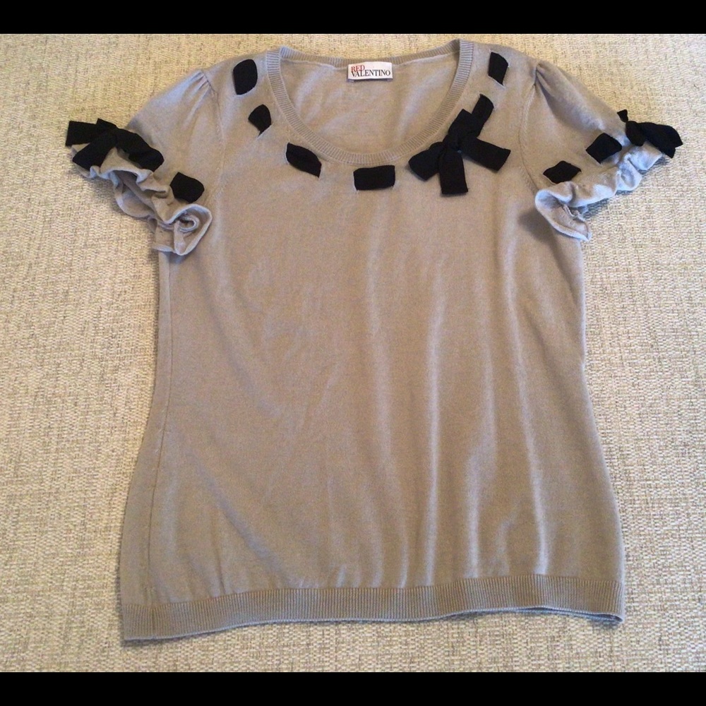 Valentino Grey & Black Scoop Neck Sweater